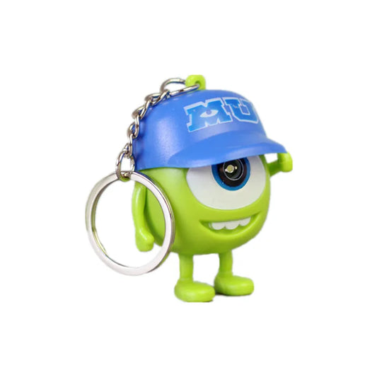 Disney Monsters University Mike Keychain LED Light Sound Anime Wazowski Mr.Q Action Figures Pendent Toy Gift